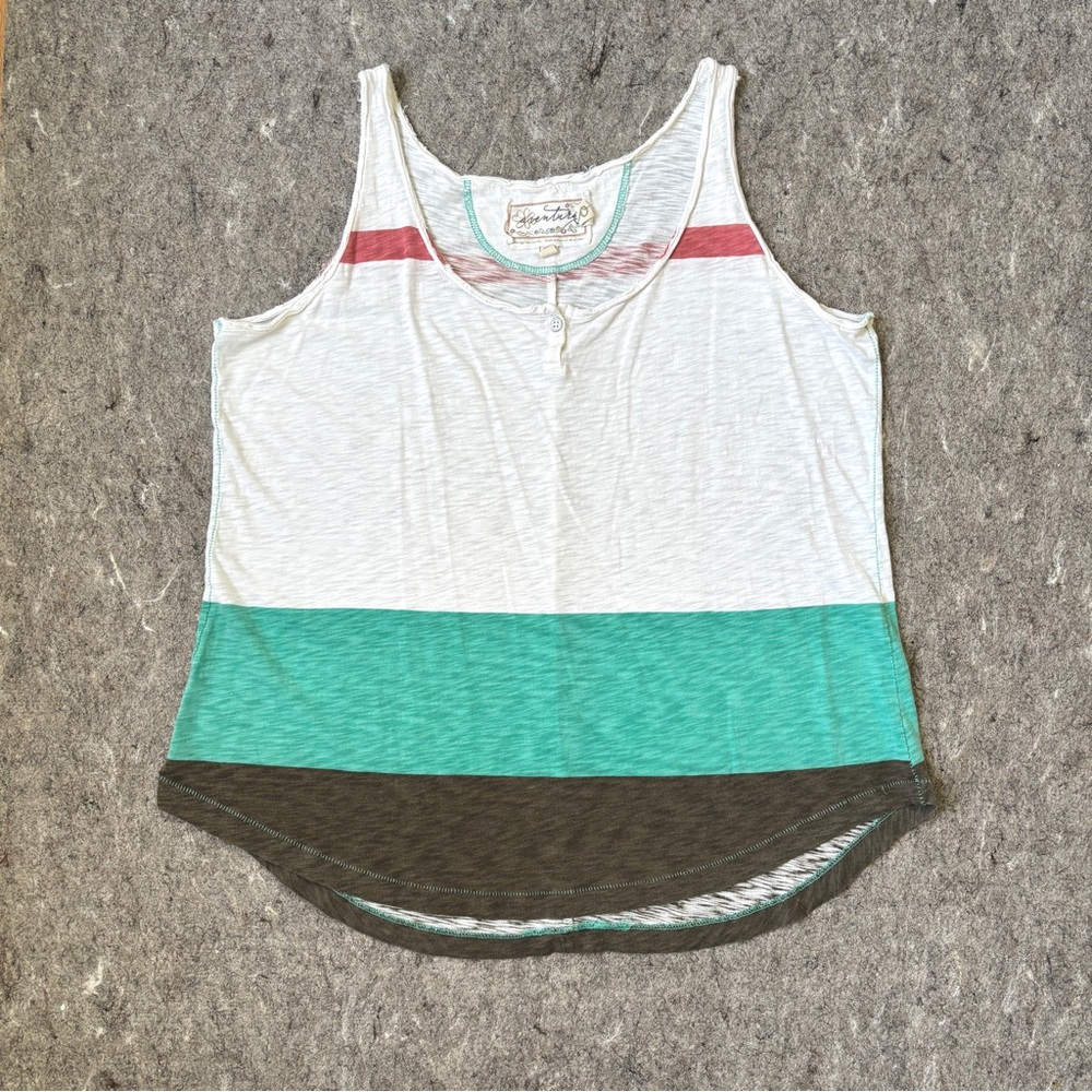 Aventura eco organic cotton modal white red green brown colorblock tank top - Picture 5 of 13